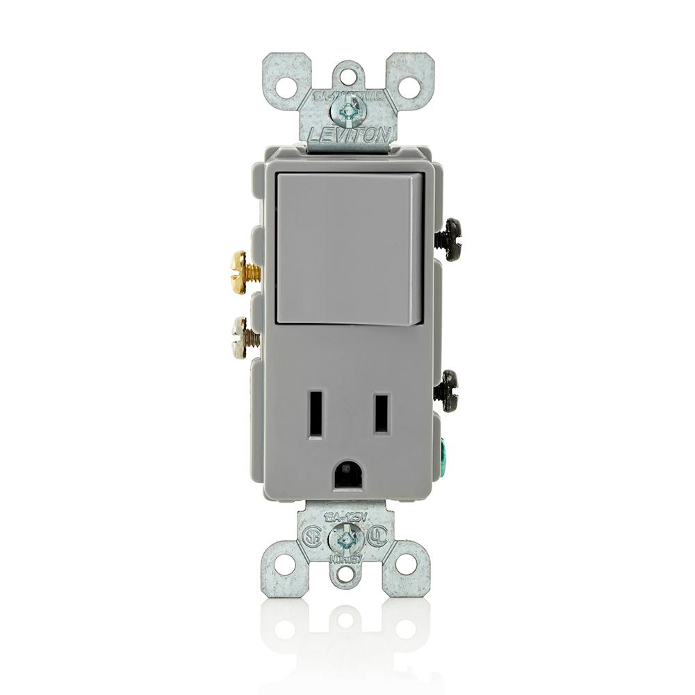 Product image for Switch combination 1-pole/5-15R AC 120V 15AMP gray