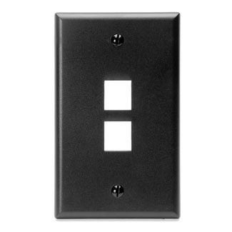 Product image for LEVITON 41080-2EP COVER 1GANG QUICKPORT 2PORT BLACK WALLPLATE