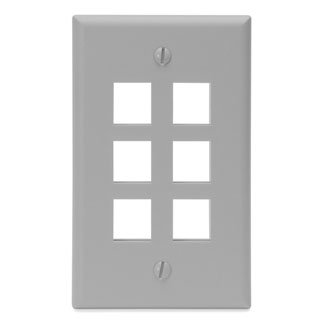 Product image for Wall plate 1G 6port plastic grey quickport