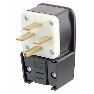 Product image for Plug ind grade straight nyl 3P4W 250V 30A blk