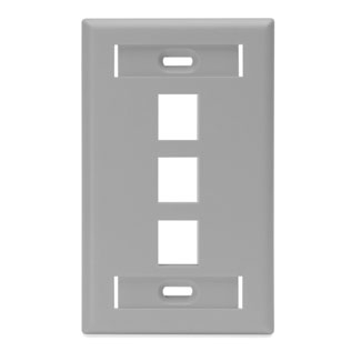 Product image for Wall plate ID window 1G 3port plst grey quickpor