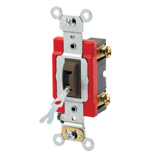 Product image for LEVITON 1221-2L SWITCH 20A 1POLE BROWN TOGGLE TAMPER PROOF KEY 120V/ 277VAC