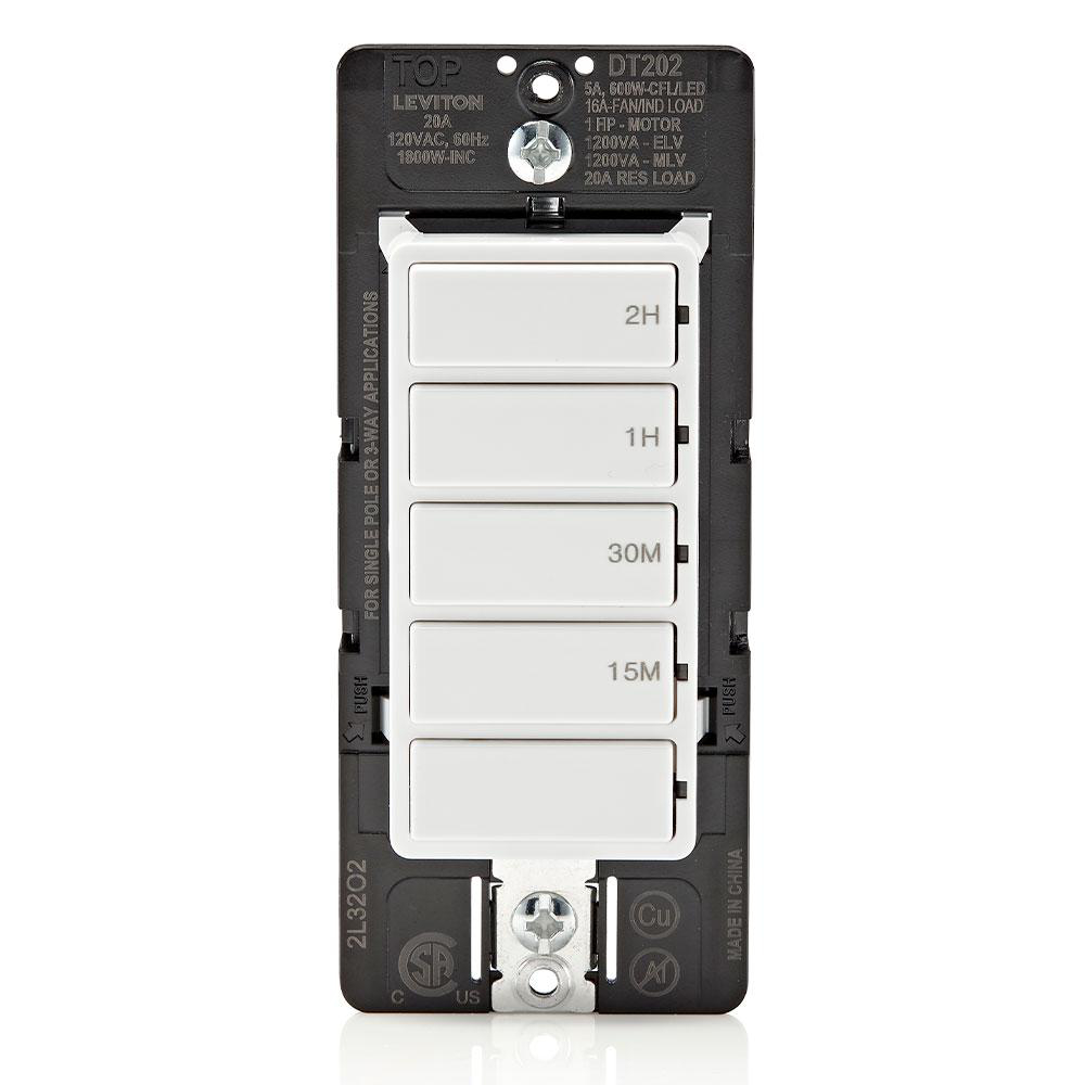 Product image for Decora In-Wall 2-Hour Countdown Timer Switch, 20A, 1 HP/16A Fan/Motor, Single
