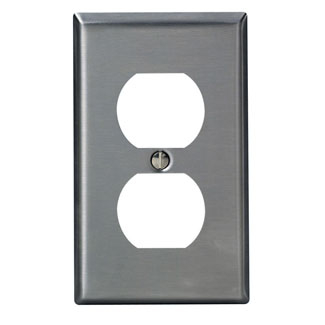Product image for Cover plate 1 rec.duplex 1 gang stainless thick