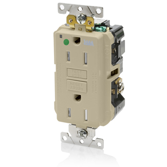 Product image for Receptacle GFCI hospital grade weather/tamper resistant 15A 125V ivory