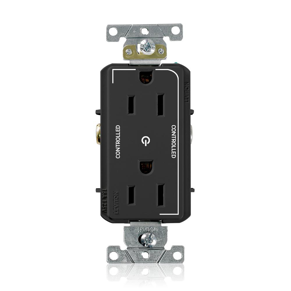 Product image for 15 Amp Decora Plus Duplex Receptacle/Outlet, Industrial Grade, Self-Grounding,