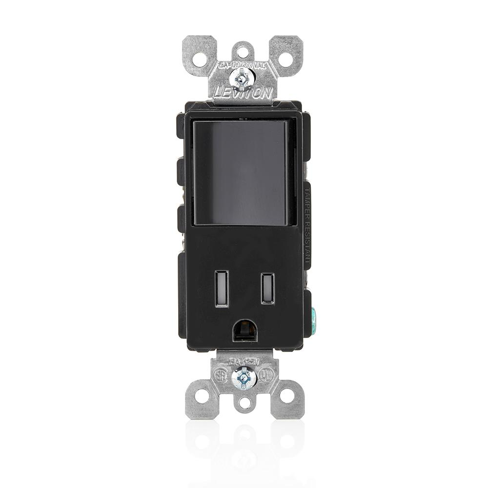 Product image for Switch combination 1-pole/5-15R AC 120V 15AMP black