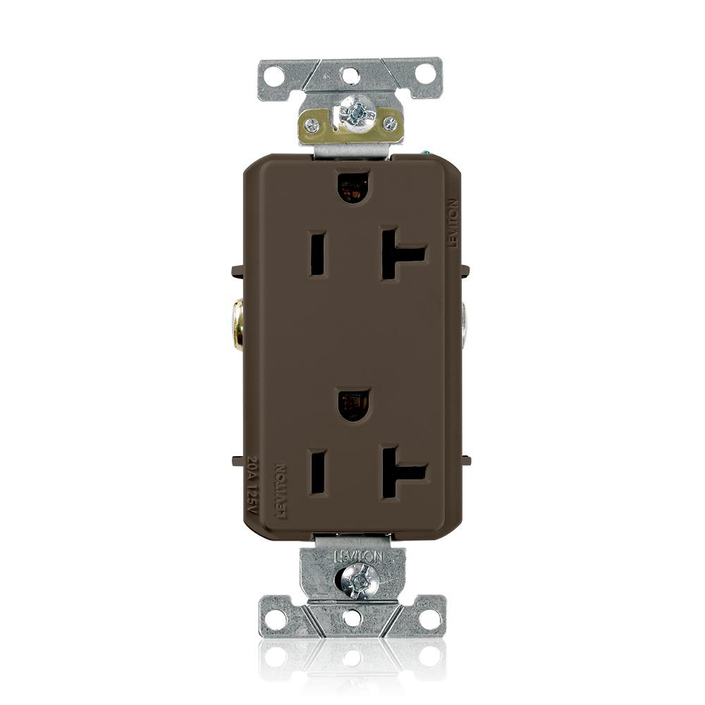 Product image for Receptacle straight duplex 2P 3W 125V 20AMP brown