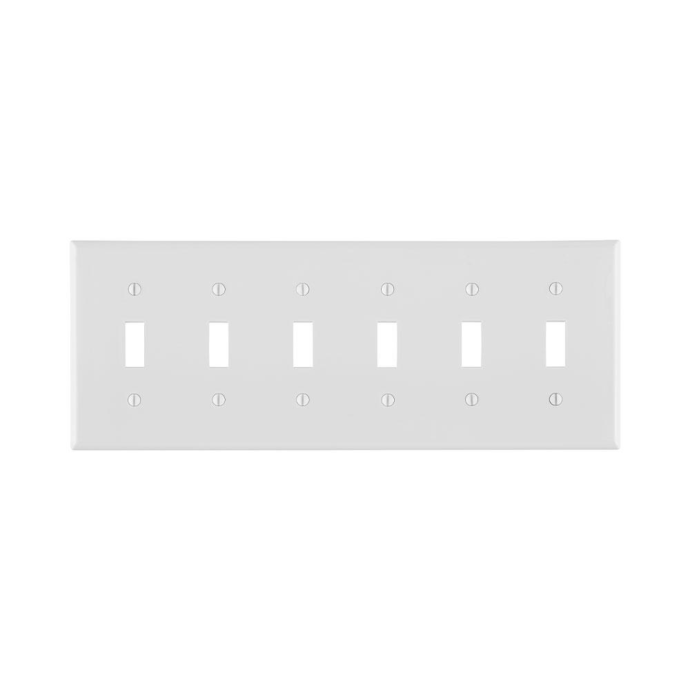 Product image for Wallplate standard 6-gang 1-toggle thermoplastic white