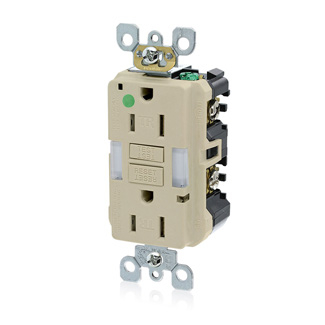 Product image for Receptacle GFCI hospital grade LED guide light 15A 125V ivory