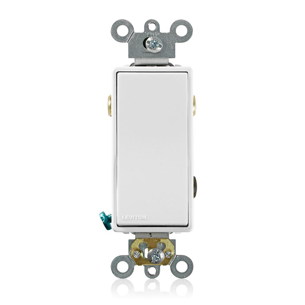 Product image for LEVITON 5623-2W SWITCH DECORA WHITE 20A 125V 277V 3WAY THREE WAY COMMERCIAL GRADE BACK & SIDE WIRED