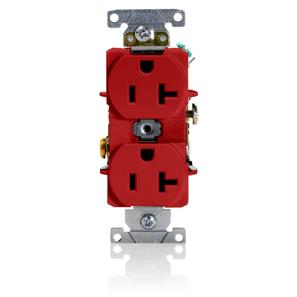 Product image for Receptacle duplex self-grounding 20A 125V red
