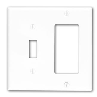 Product image for Wallplate combination standard 2-gang 1-toggle 1-decora/GFCI thermoplastic white