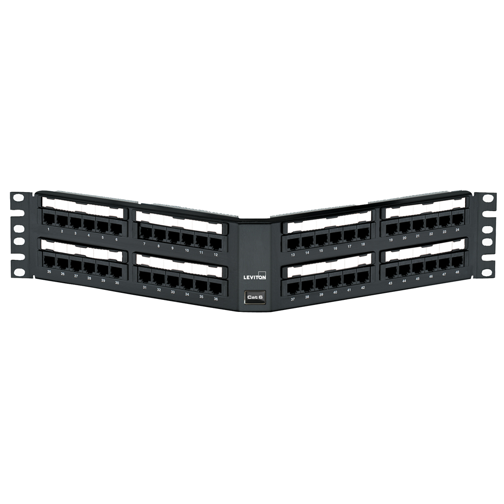 Product image for Panel patch angled 48-port CAT-6 2RU black