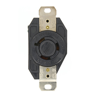 Product image for Receptacle locking flush 2P3W 600V 20A black