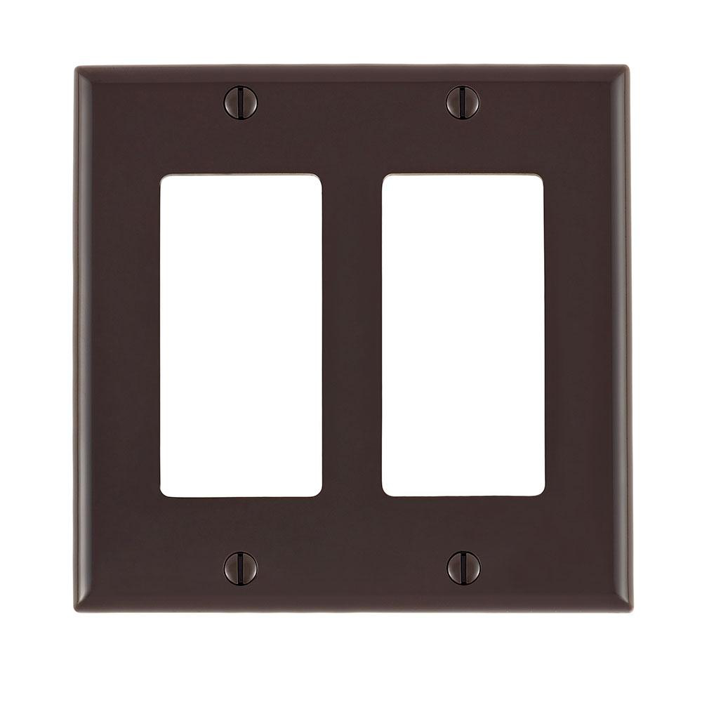 Product image for Wallplate standard 2-gang thermoplastic brown