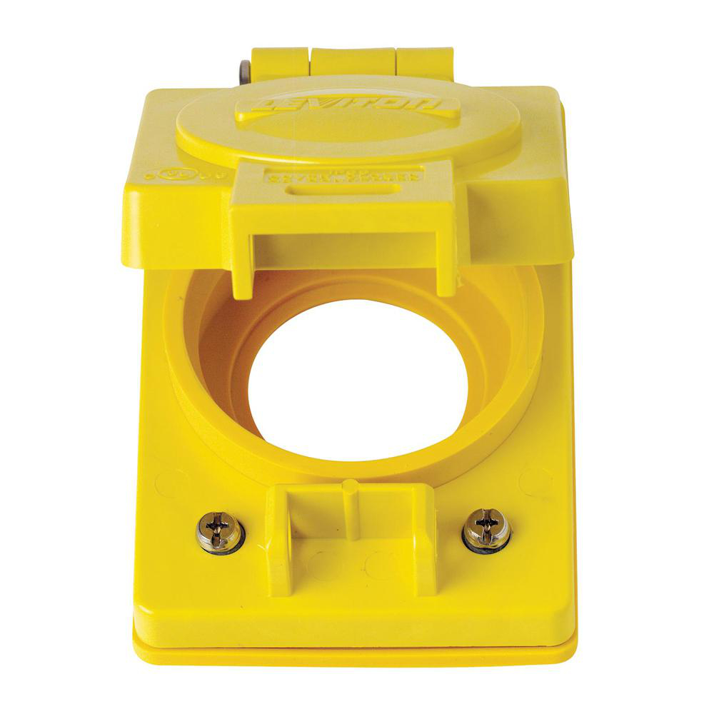 Product image for Receptacle with flip lid locking 1-gang 30AMP yellow