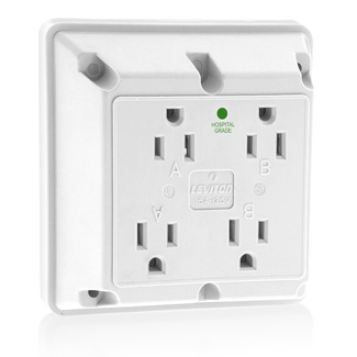 Product image for Receptacle 5-15R QUAD duplex hosp.15A 125V whi