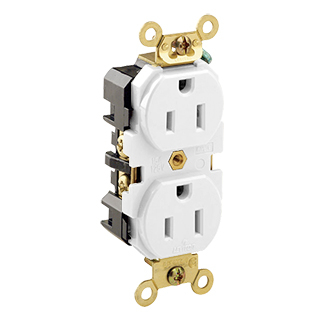 Product image for Receptacle dupx str thrmplst 2P3W 125V 15A wht