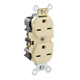 Product image for Receptacle straight 2P3W 250V 15A ivory