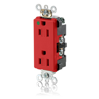 Product image for Receptacle duplex tamper-resistant brass strap 15A 125V red