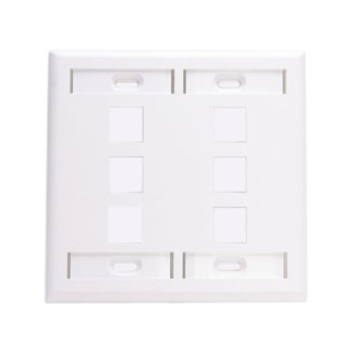 Product image for Wall plate ID window 2G 6port plst wht quickport