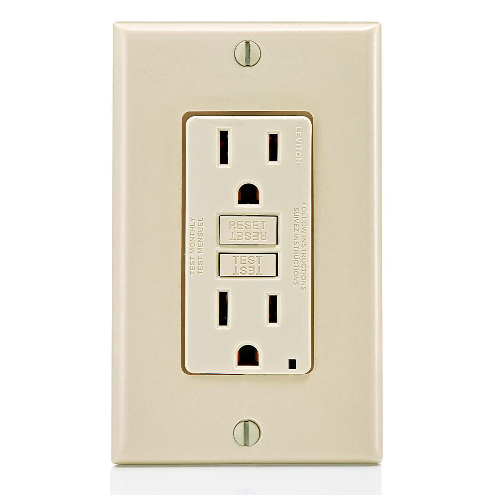 Product image for Receptacle GFCI commercial grade LED 15A 125V light almond