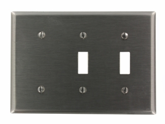 Product image for Wallplate combination 2toggle 1blank 3G stainless steel