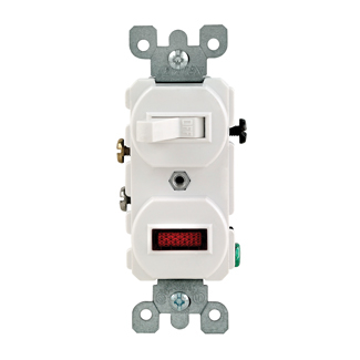 Product image for Switch combination duplex 3-way/neon pilot AC 120V 15AMP ivory
