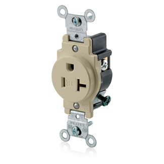 Product image for Receptacle straight 2P3W 125V 20A ivory