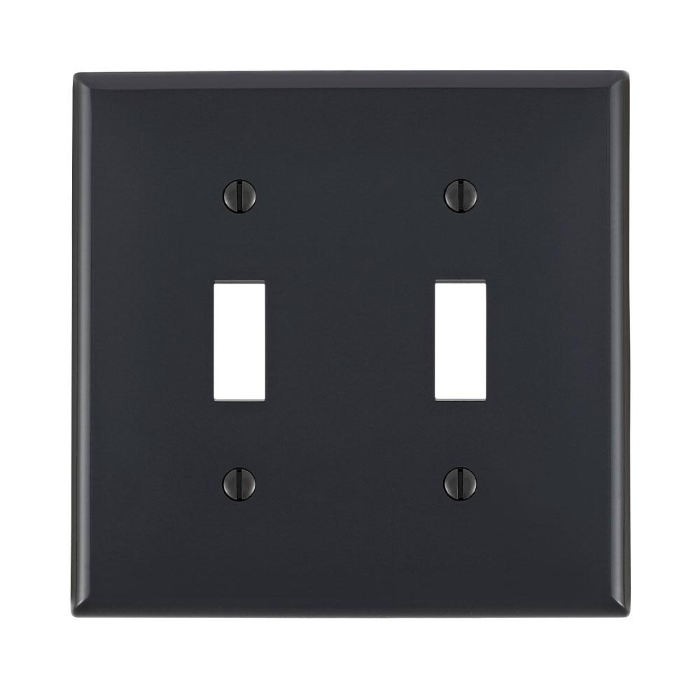Product image for Wallplate standard 2-gang 1-toggle thermoplastic black