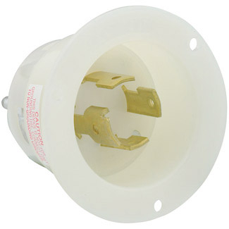 Product image for 30 Amp, 347/600 Volt, Flanged Inlet Locking Receptacle, Industrial Grade