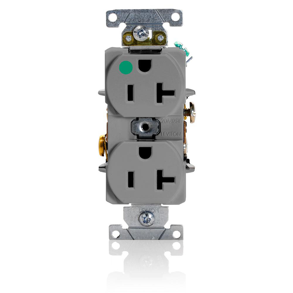 Product image for Receptacle duplex 2-pole slim-design 20A 125V grey