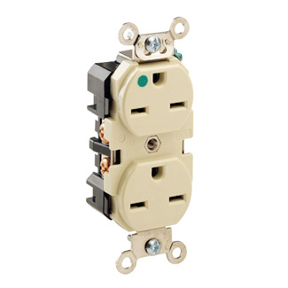 Product image for Receptacle straight 2P3W 250V 15A ivory