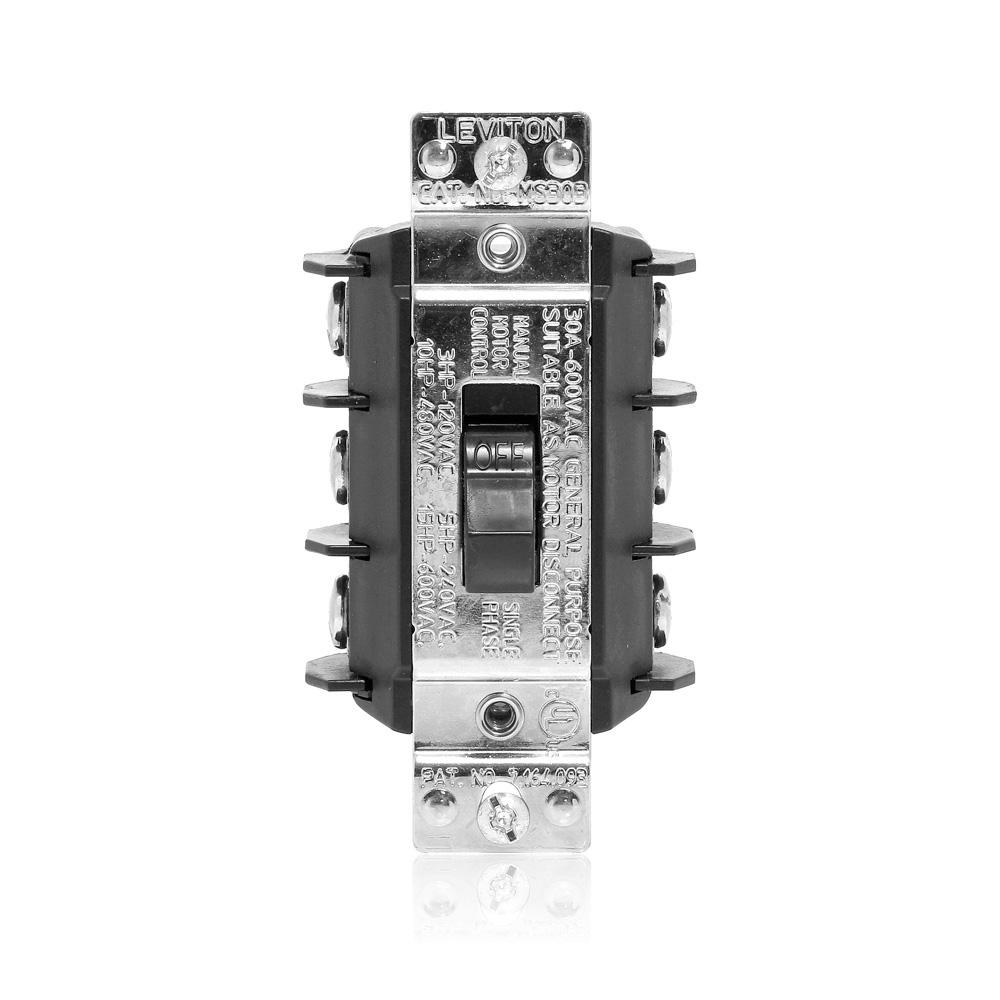 Product image for Switch starter 3-pole short toggle 3-phase 30A 600V