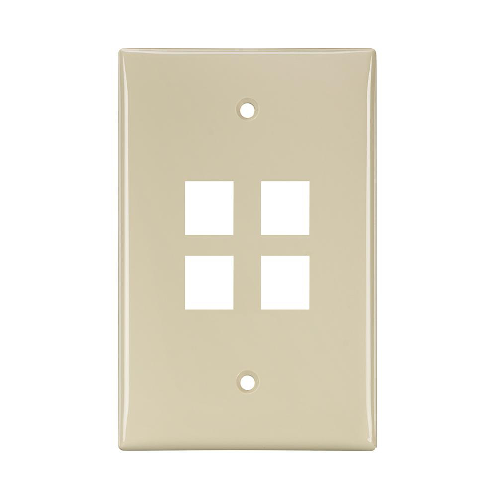 Product image for Plate wall midway 1-gang 4-port nylon ivory