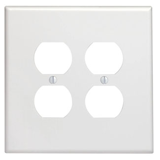 Product image for Wall plate duplex receptacle 2G thermoset white