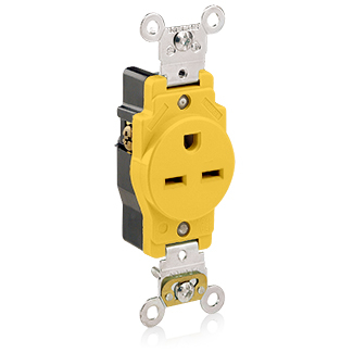 Product image for Receptacle straight single narrow body 2P 3W 250V 15AMP yellow