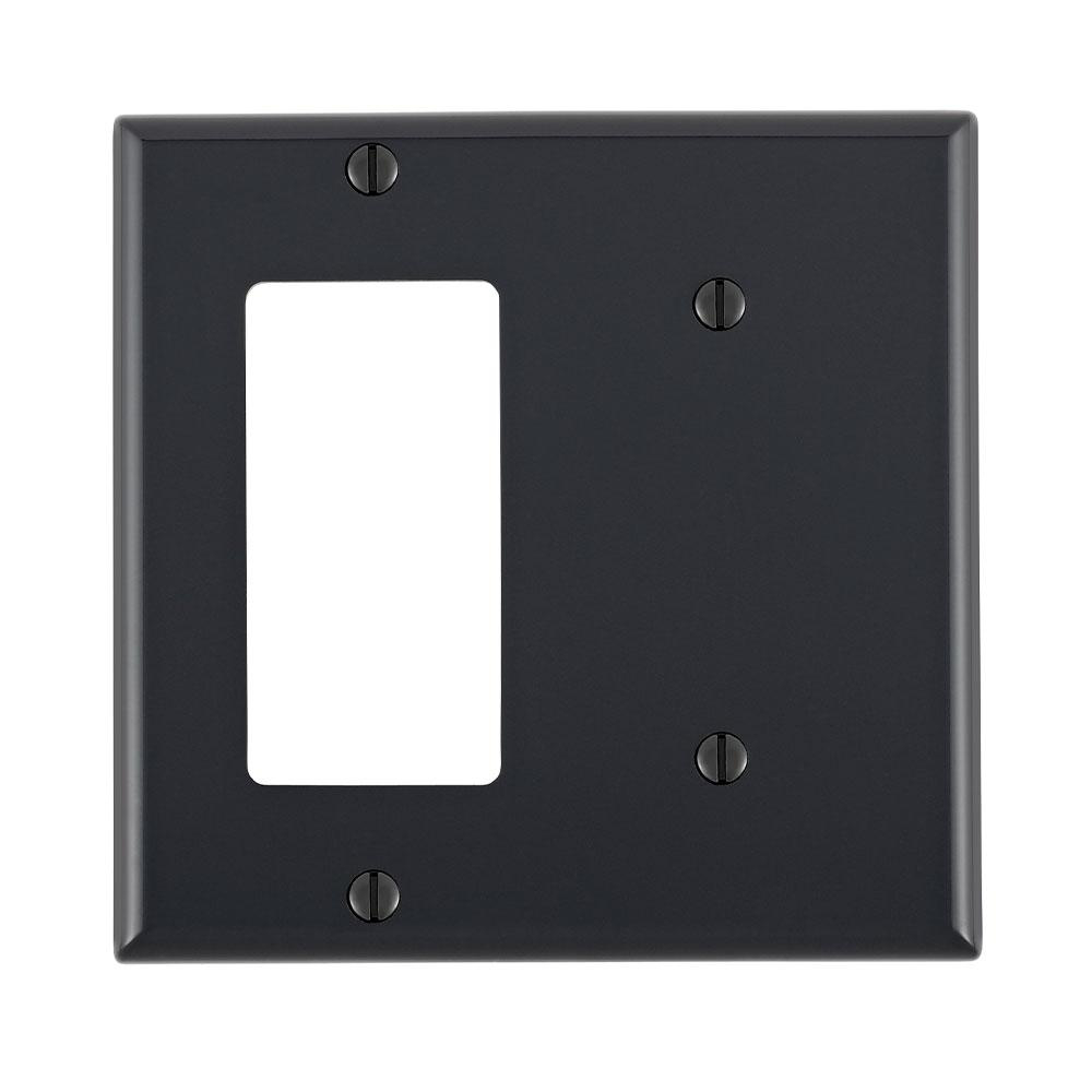 Product image for Wallplate combination standard 2-gang 1-blank 1-decora/GFCI thermoplastic black