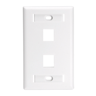 Product image for Plate wall 1-gang 2-port ID window plastic white
