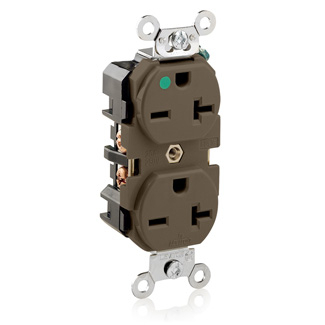 Product image for Receptacle duplex wide body nylon 20A 125V brown