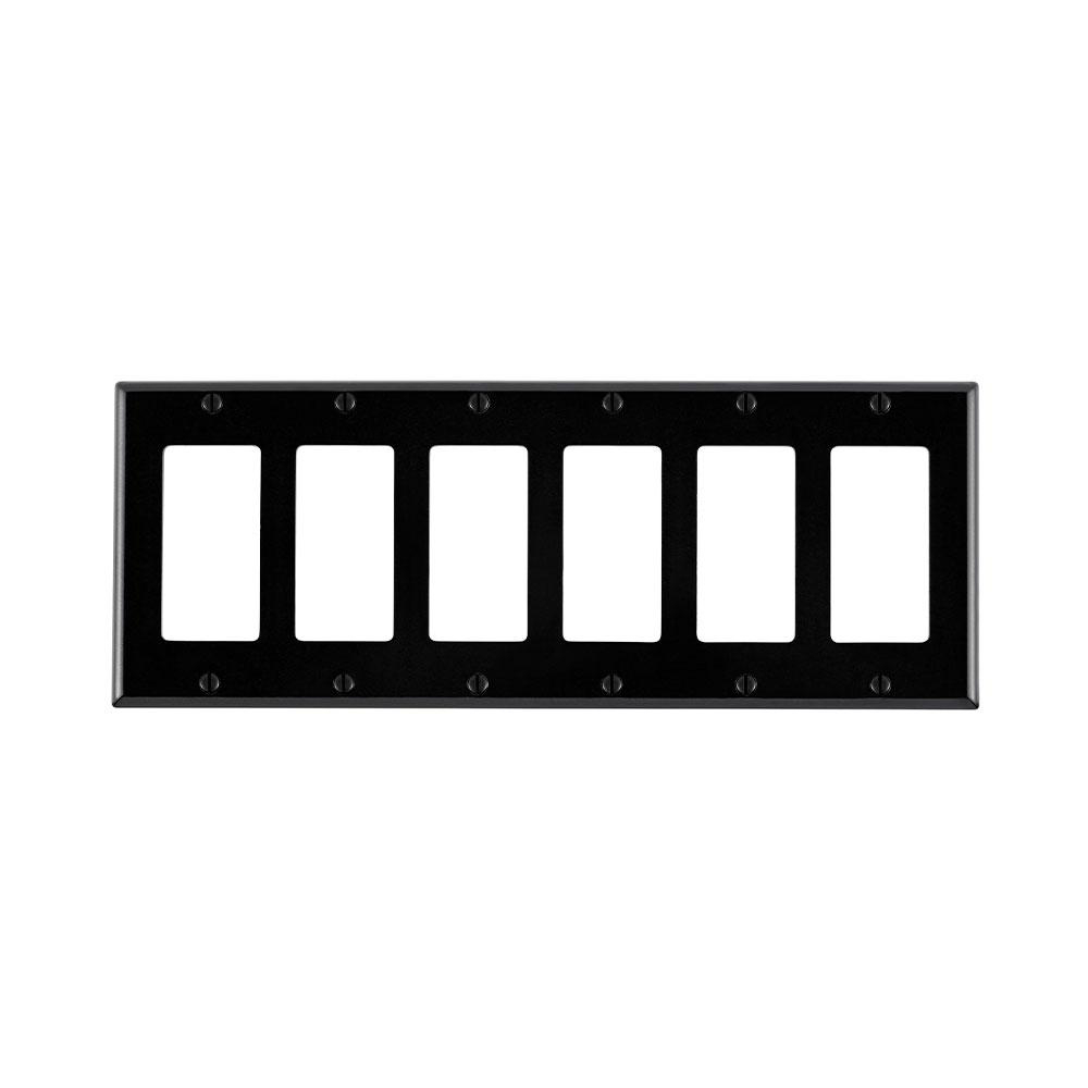 Product image for Wallplate standard 6-gang thermoset black