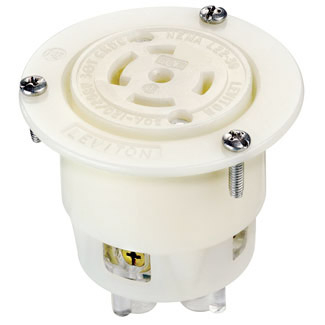 Product image for Receptacle locking flanged outlet 4P 5W 277/480V 30AMP white