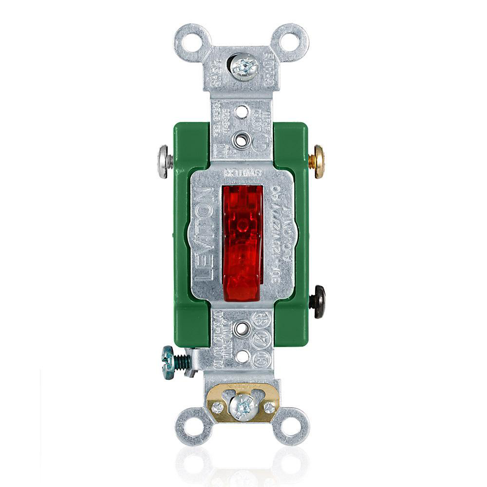 Product image for Switch toggle 1-pole pilot light 30A 120V red
