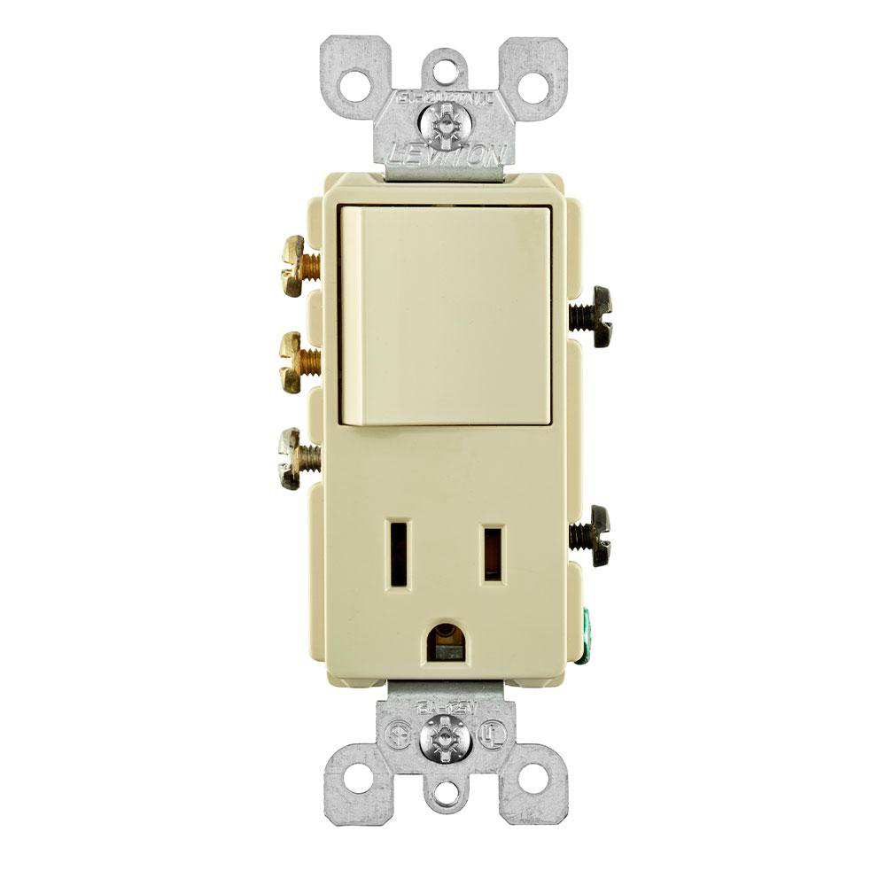 Product image for Switch combination 3-way/5-15R AC 120V 15AMP ivory