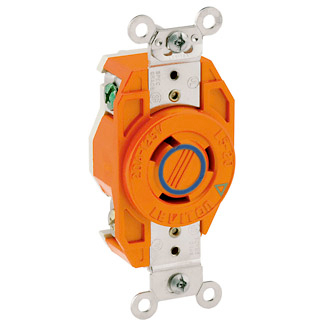 Product image for Receptacle locking flush 2P3W 250V 20A orange