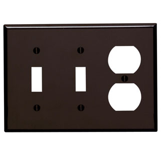 Product image for Wallplate combination 3G 2 toggle 1 duplex brown