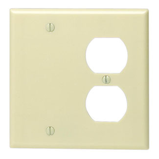 Product image for Wallplate standard 2-gang 1-duplex 1-blank thermoset ivory