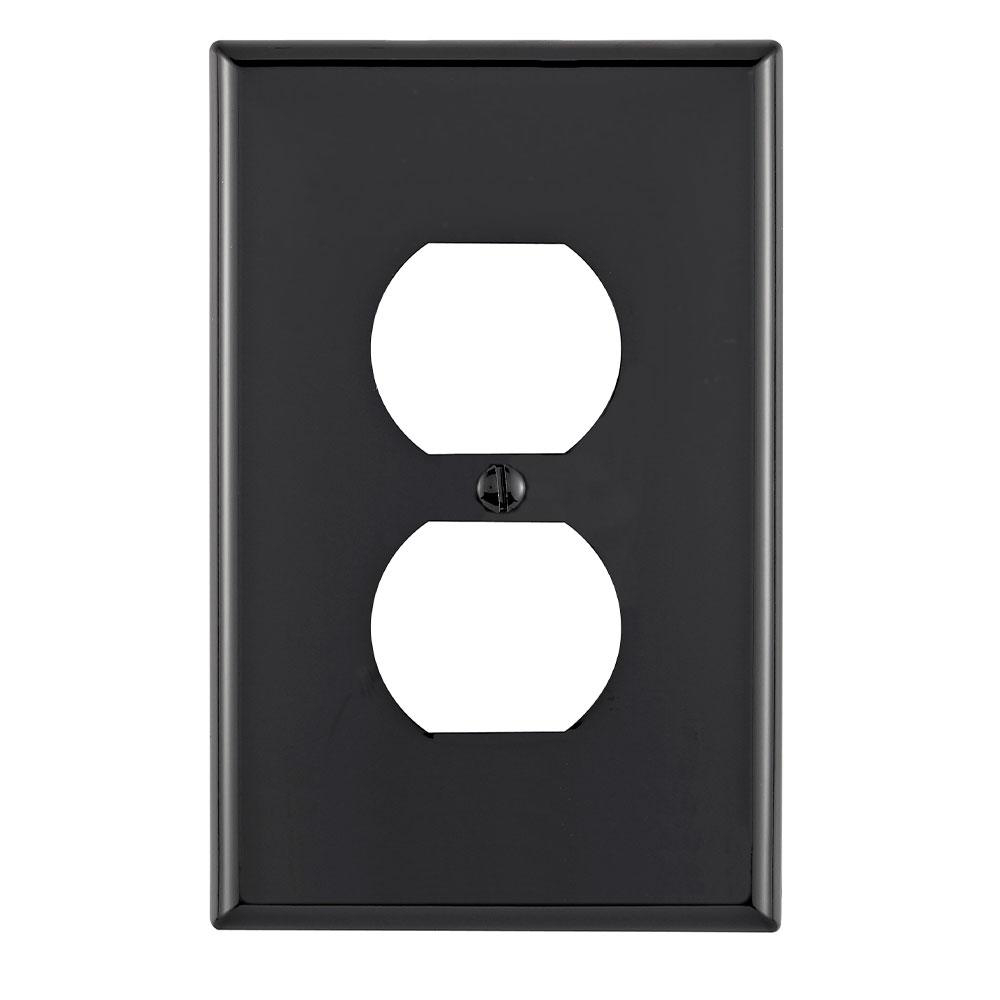 Product image for Wallplate midway 1-gang duplex receptacle thermoplastic black