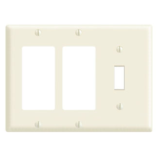 Product image for Wallplate combination 3G 2 Decora 1toggle lt alm